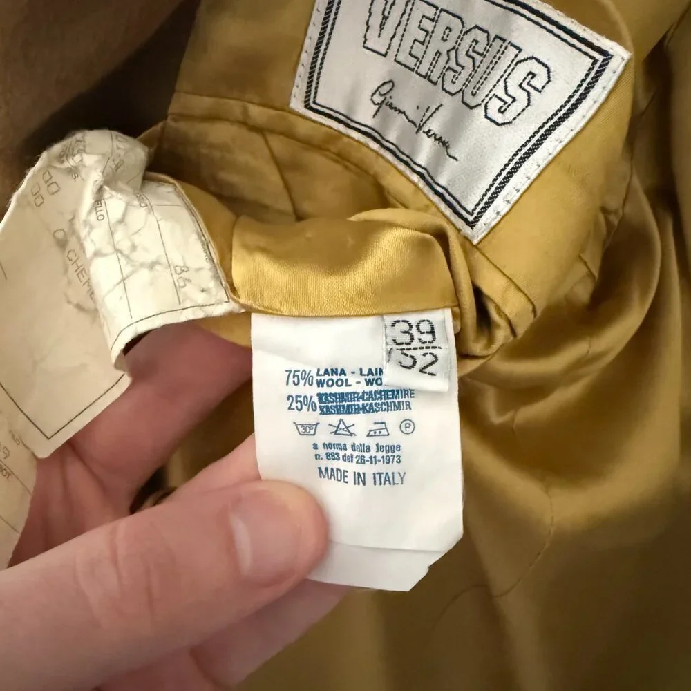 Versus Gianni Versace Camel Wool Cashmere Blazer Jacket Made in Italy Size 39/52